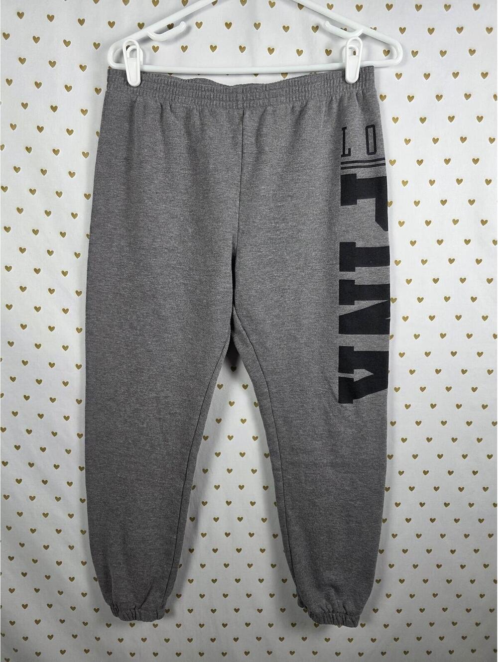 Victorias Secret PINK Grey LOVE Joggers Sweatpans Sweats Large